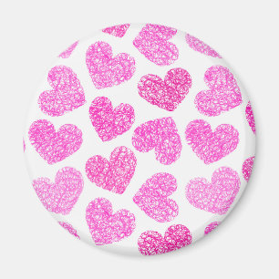 Aimant Cute rose Doodled Heart Valentine's Day Motif