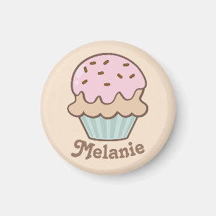 Aimant Cute Rose Frosting Cupcake Personnalisé