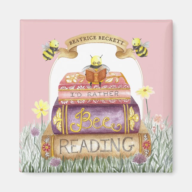 Aimant Cute Rose Je préférerais être Lecture livre Lover (Devant)