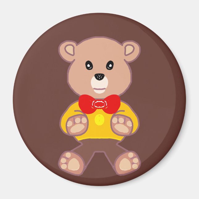 Aimant Cute rouge Bowtie Beige Teddy Ours Brown (Devant)
