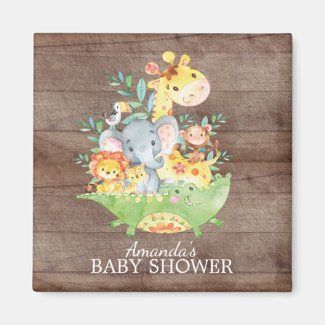 Aimant Cute Safari Jungle Baby shower Favoriser l'aimant (Devant)