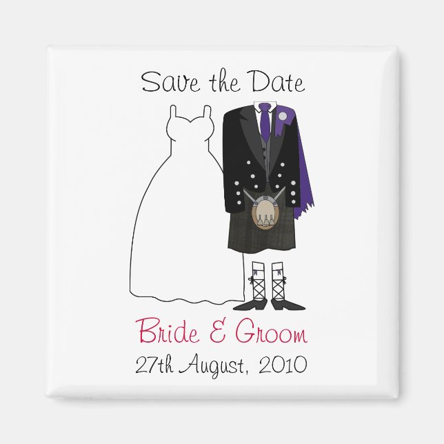 Aimant Cute Scottish Bride & Groom Enregistrer l'aimant D (Devant)