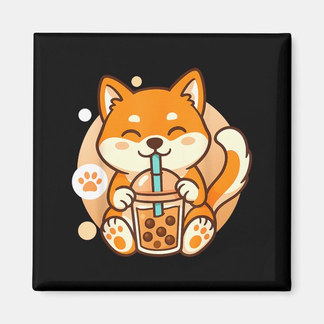 Aimant Cute Shiba Inu Dog Bubble Boba Tea Anime Kawaii Ne (Devant)