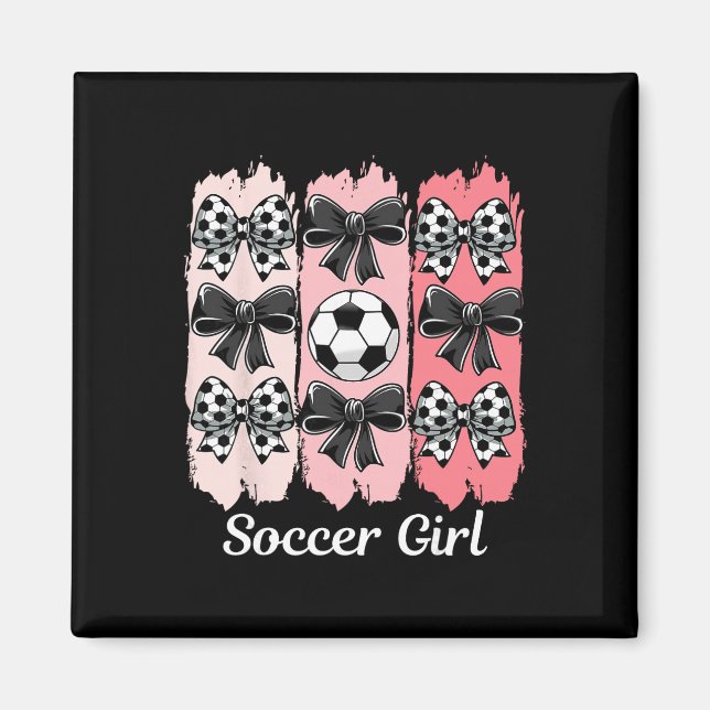 Aimant Cute Soccer Girl Coquette Bow Soccer Girl Soccer B (Devant)