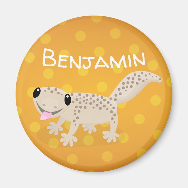 Aimant Cute spotted tan gecko cartoon illustration (Devant)