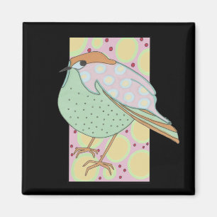 Aimant Cute Stylé Pastel Songbird encadré