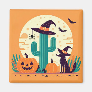 Aimant Cute, sud-ouest du désert d'Halloween/cactus