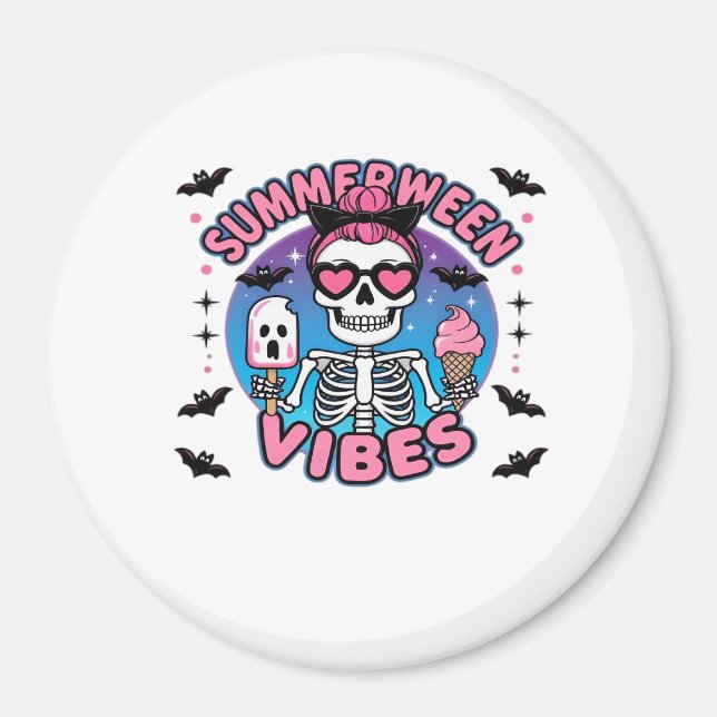 Aimant Cute Summerween Vibes Skeleton IceCream Summer Vac (Devant)