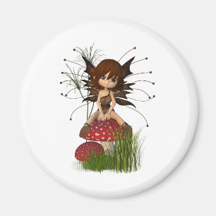 Aimant Cute Toon Fée d'automne et Toadstool