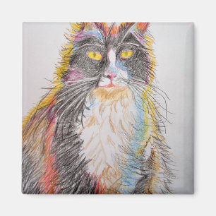 Aimant Cute Tuxedo Chat Dessin d'art Chats