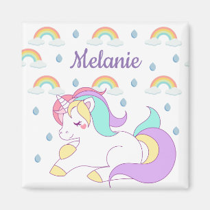 Aimant Cute Unicorn et Rainbows Personnalisé