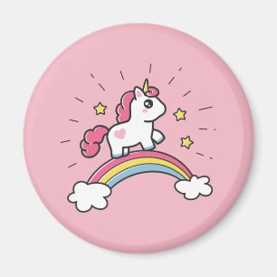Aimant Cute Unicorn Sur Un Arc En Ciel