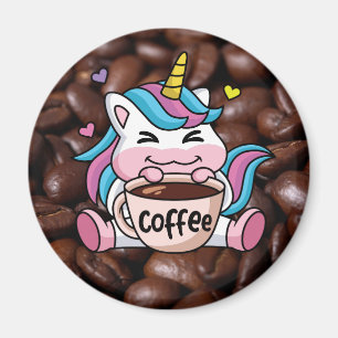 Aimant Cute Unicorne avec café