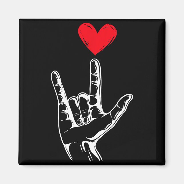 Aimant Cute Valentines Day I Love You Hand Sign Language  (Devant)