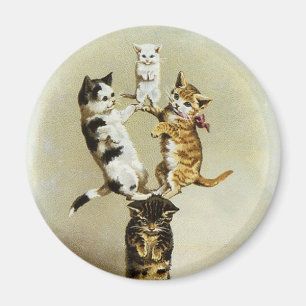 Aimant Cute Vintage Chats Victoriens Chatons Jouer, Humou
