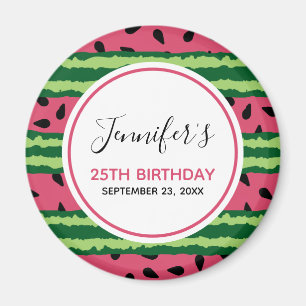 Aimant Cute Watermelon Motif rose et vert Anniversaire