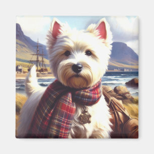 Aimant Cute West Highland Peinture de Terrier blanc
