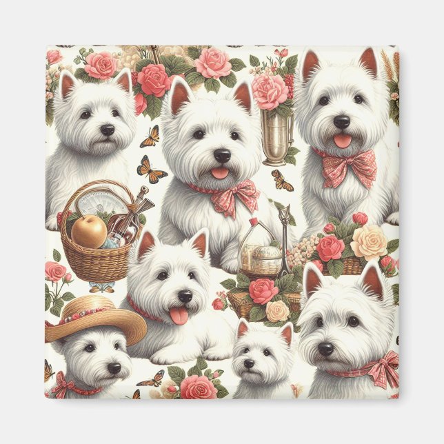 Aimant Cute West Highland White Terrier sans fil (Devant)