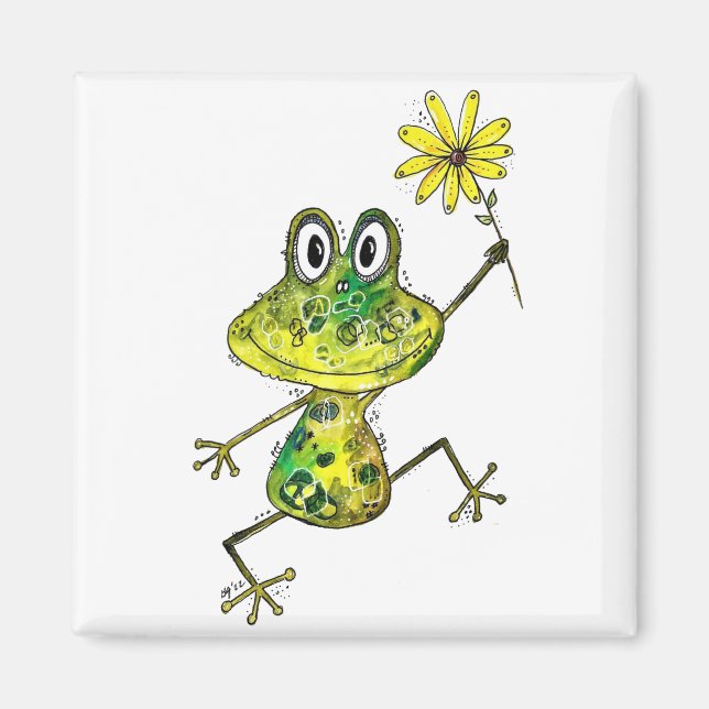 Aimant Cute Whimsical Happy Frog (Devant)