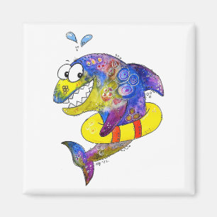 Aimant Cute Whimsical Requin coloré en flotteur