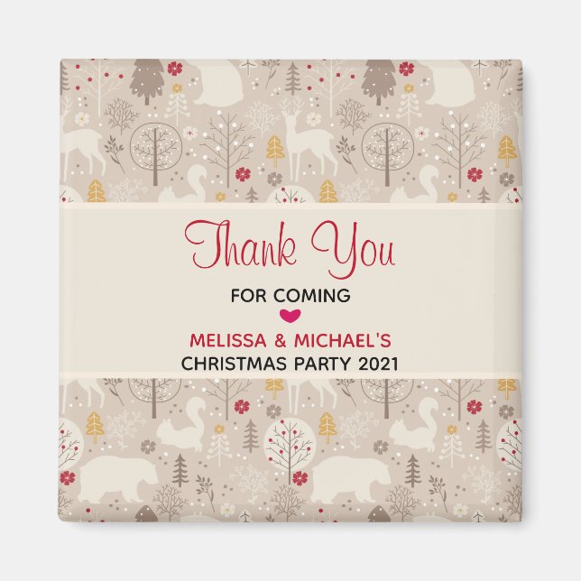 Aimant Cute Woodland Animaux Nordic Motif Noël (Devant)