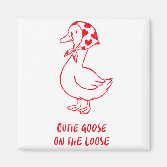 Aimant Cutie Goose Valentine Hearts Bandana Cute Barnyard (Devant)