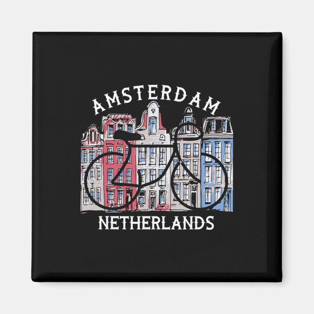 Aimant Cyclisme Amsterdam Pays-Bas Graphique  (Devant)