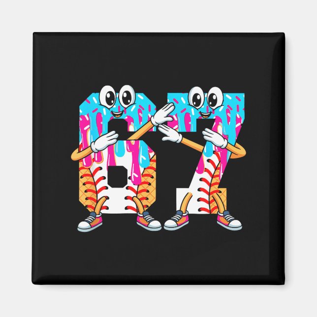 Aimant Dabbing Baseball Ice Cream Drip Number 67 Birthday (Devant)