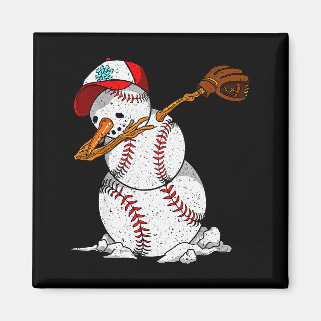 Aimant Dabbing Baseball Snowman Snow Christmas Xmas Holid (Devant)