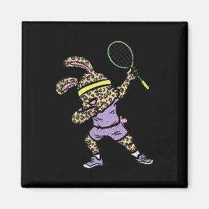 Aimant Dabbing Bunny Badminton Joueur Pâques Sport Rabbit
