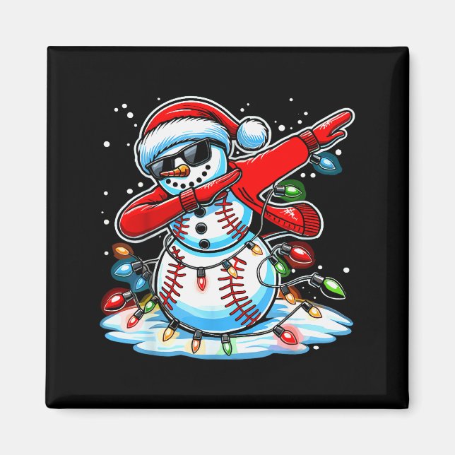 Aimant Dabbing Christmas Baseball Snowman Boys Baseball W (Devant)