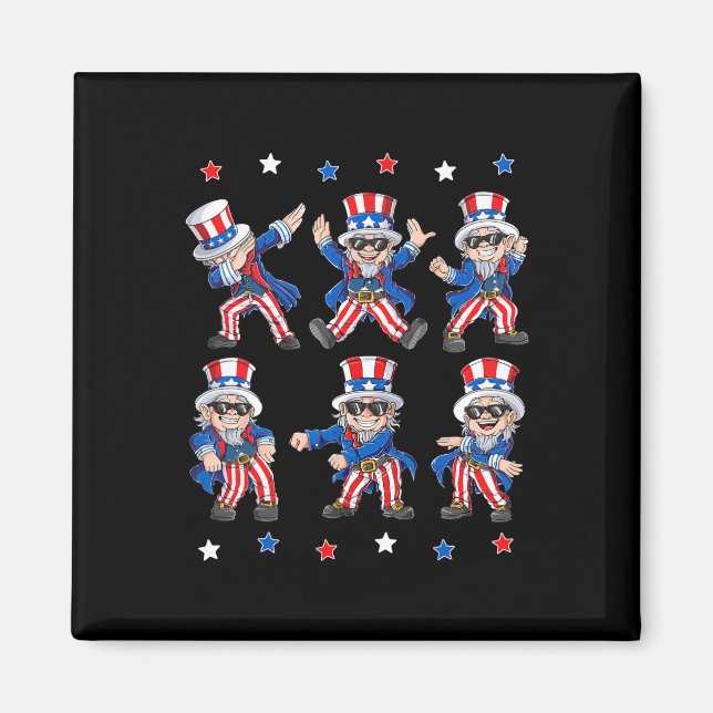 Aimant Dabbing Oncle Sam 4 juillet Garçons Filles Enfants (Devant)