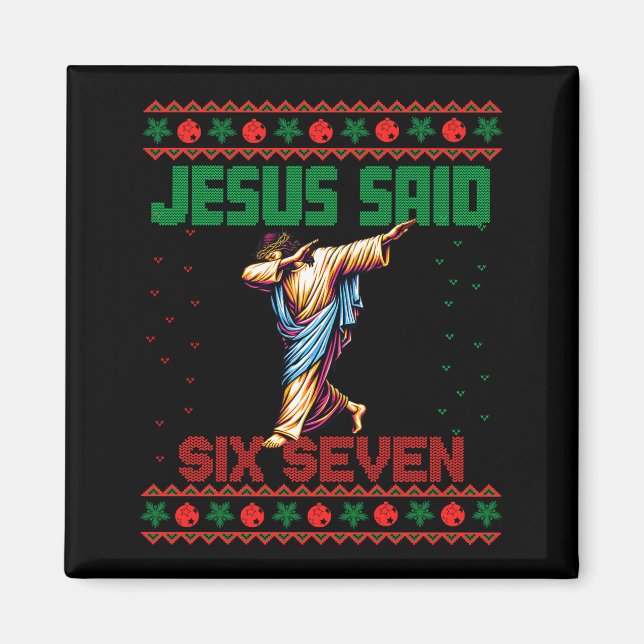 Aimant Dabbing Santa dit Six Seven 67 Mème Ugly Christma (Devant)