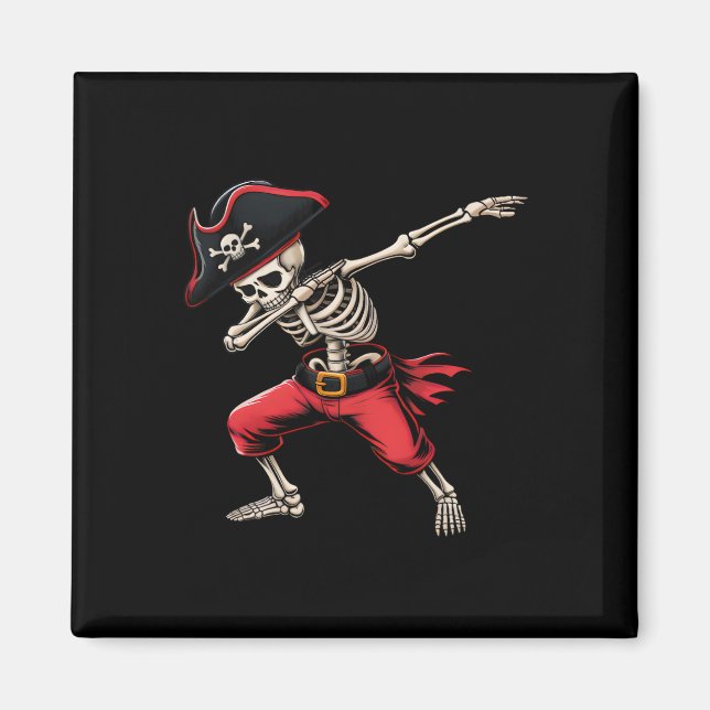 Aimant Dabbing Skeleton Pirate Boys Enfants Drôle Hallowe (Devant)