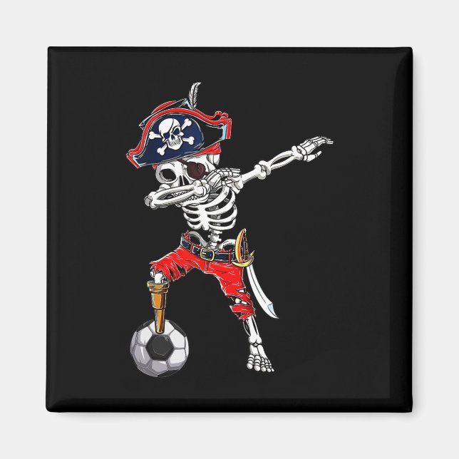 Aimant Dabbing Skeleton Pirate Et Soccer Ll Halloween Co (Devant)