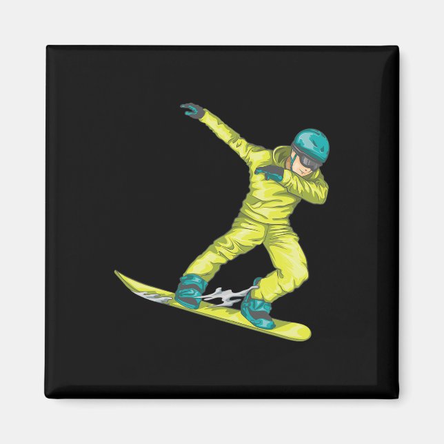 Aimant Dabbing Snowboard mignon Snowboard Dabbing Dab Sk (Devant)