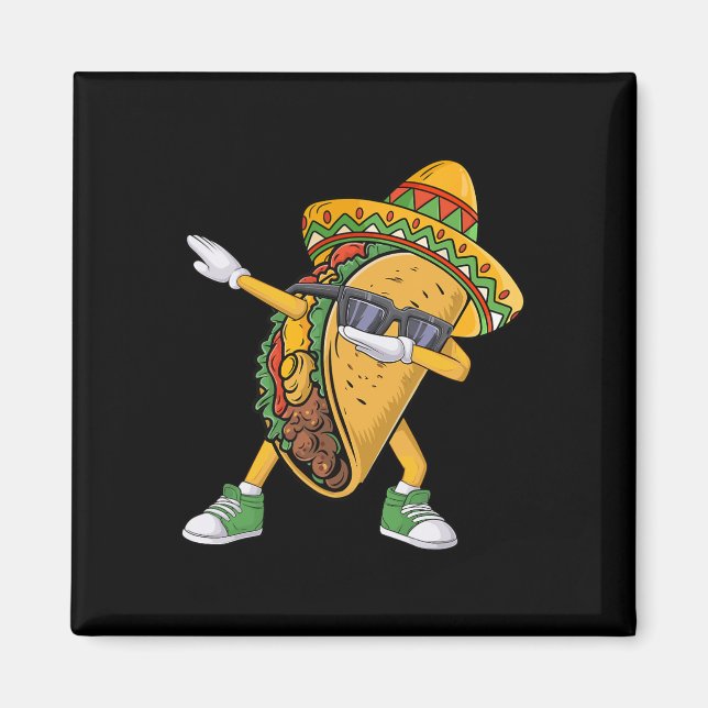 Aimant Dabbing Taco Cinco De Mayo Drôle Nourriture Mexica (Devant)