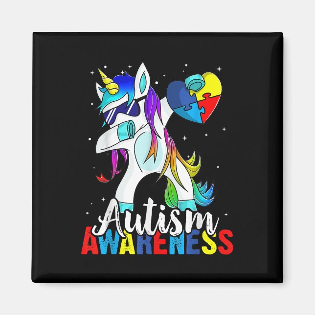 Aimant Dabbing Unicorn Sensibilisation sur l'autisme Enfa (Devant)