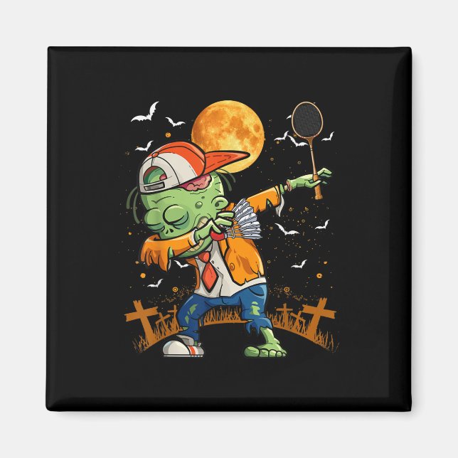 Aimant Dabbing Zombie Jouer Badminton Halloween Badmint (Devant)