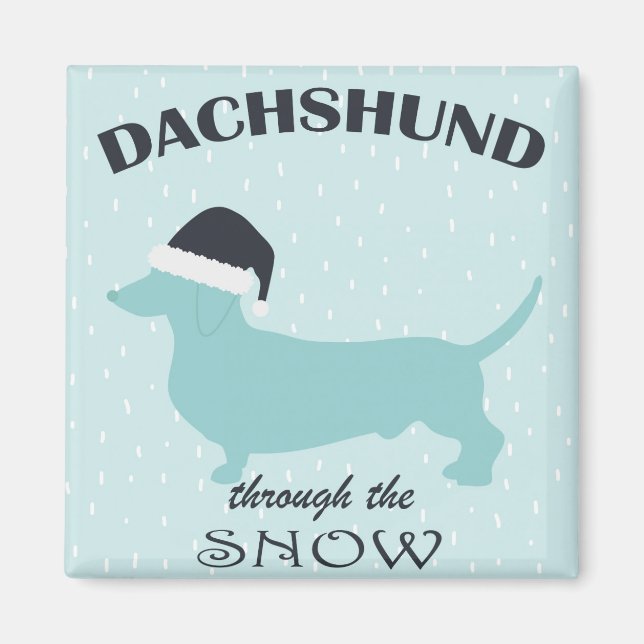 Aimant Dachshund à travers la neige drôle chien Noël (Devant)