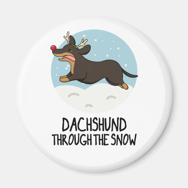 Aimant Dachshund À Travers Le Jeu De Noël De Neige Drôle (Devant)
