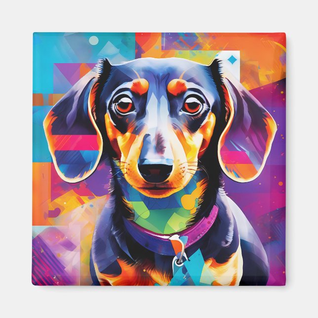 Aimant Dachshund Abstrait (Devant)