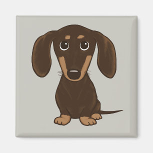 Aimant Dachshund au chocolat mou   Cartoon Wiener Dog