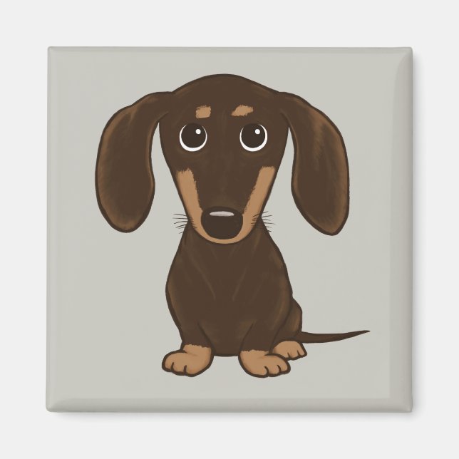 Aimant Dachshund au chocolat mou | Cartoon Wiener Dog (Devant)
