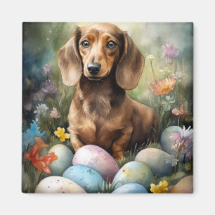 Aimant Dachshund aux oeufs de Pâques