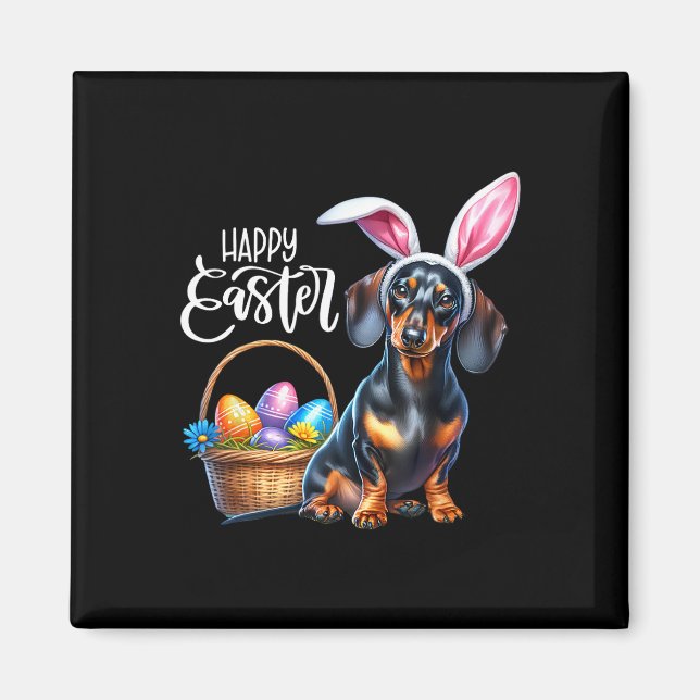 Aimant Dachshund aux oreilles de lapin Œufs de Pâques Joy (Devant)