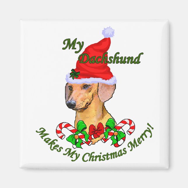 Aimant Dachshund Cadeaux de Noël (Devant)