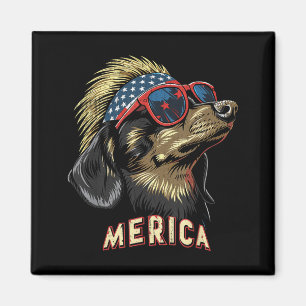 Aimant Dachshund Chien - Drôle 14 juillet Drapeau América
