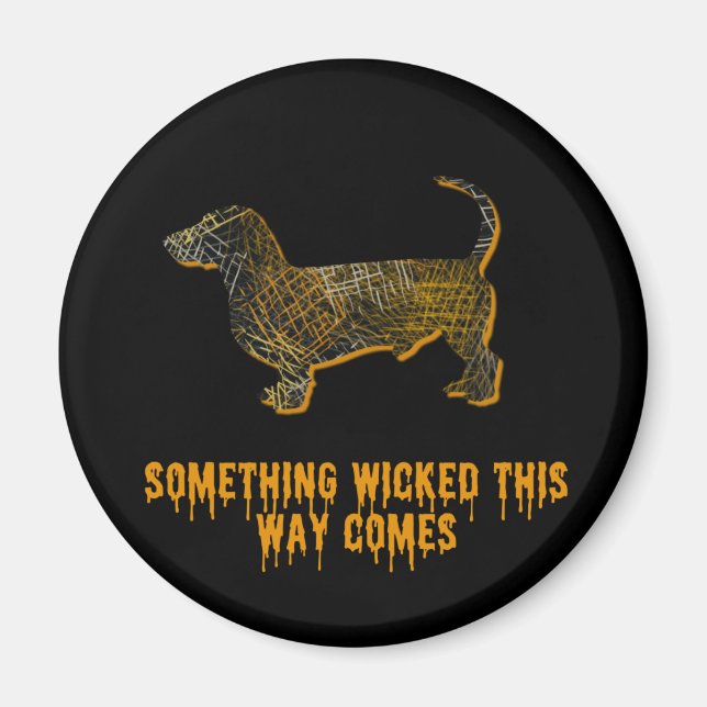 Aimant Dachshund Chien Silhouette Fun Halloween (Devant)