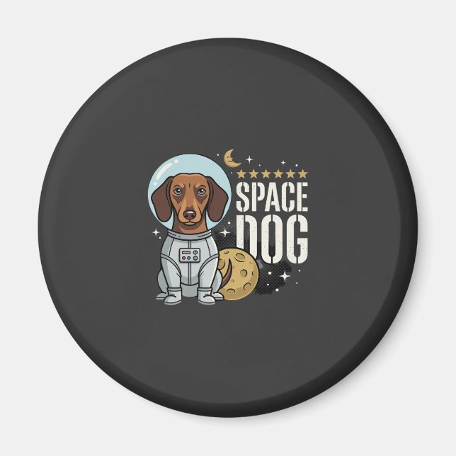 Aimant Dachshund Chien Spatial Astronaute Vecteur (Devant)